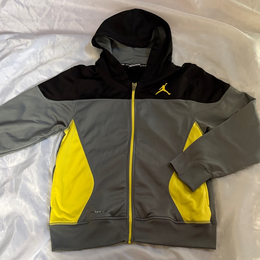 Jordan Kids Black and Gray Jacket with Yellow Accents